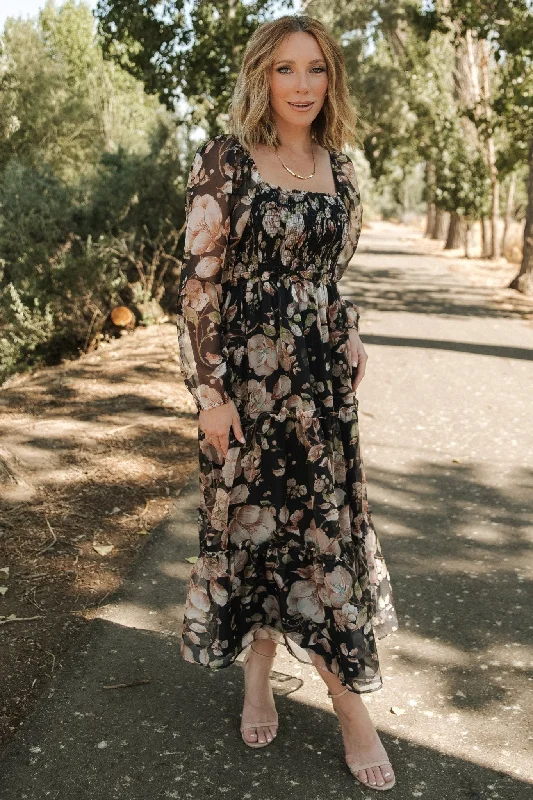 Adeline Smocked Maxi Dress | Midnight Floral