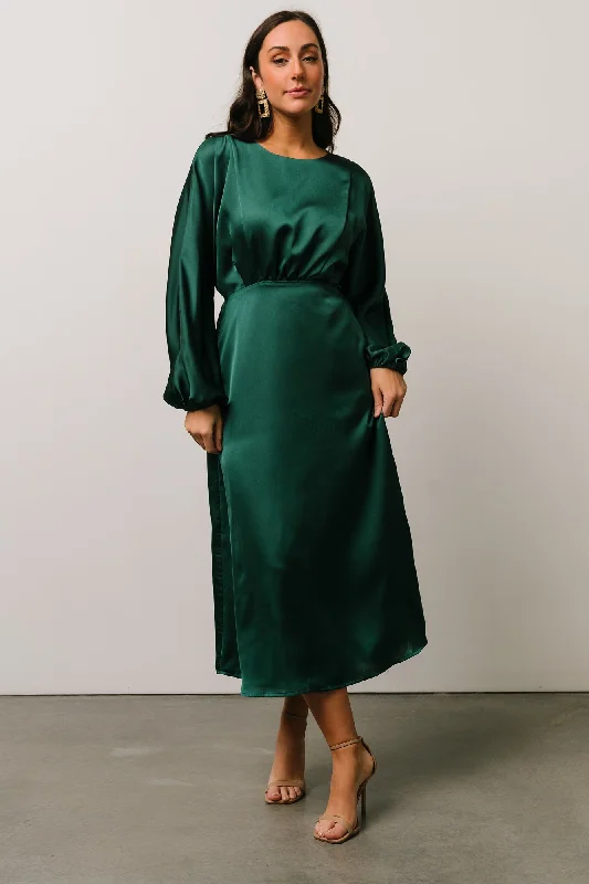 Balta Satin Midi Dress | Emerald