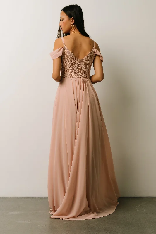 Bianca Lace Maxi Dress | Nude Blush