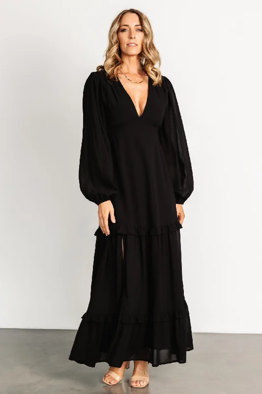 Bowman Deep V Maxi Dress | Black