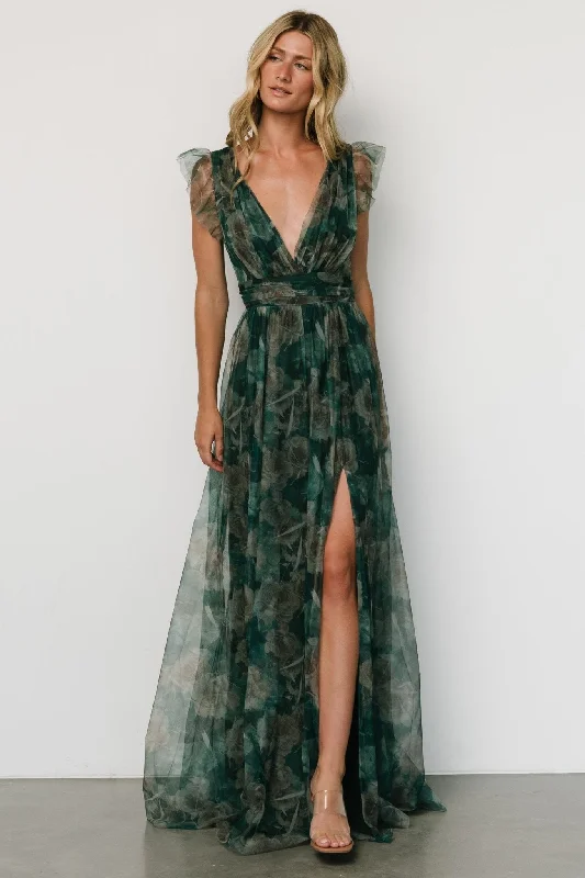 Carmine Maxi Dress | Green Floral