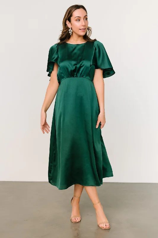 Cinta Satin Midi Dress | Emerald