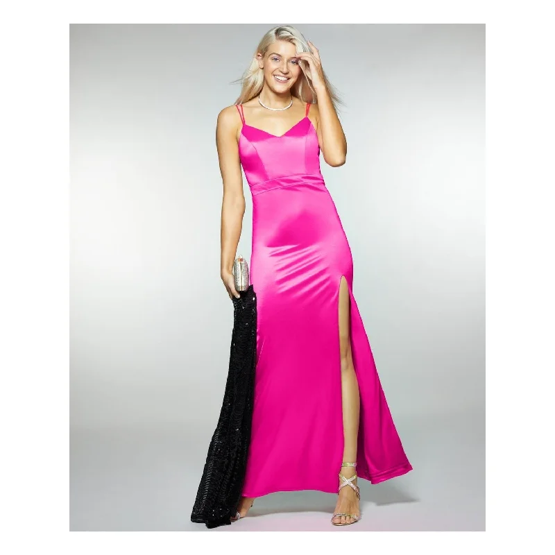 City Studio Women's Spaghetti Strap Maxi Body Con Evening Dress Pink Size 11