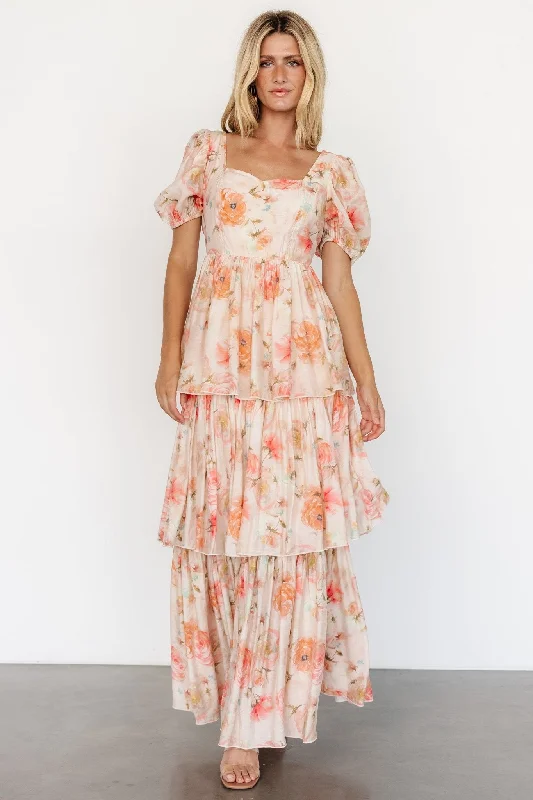 Cozette Tiered Maxi Dress | Blush Floral