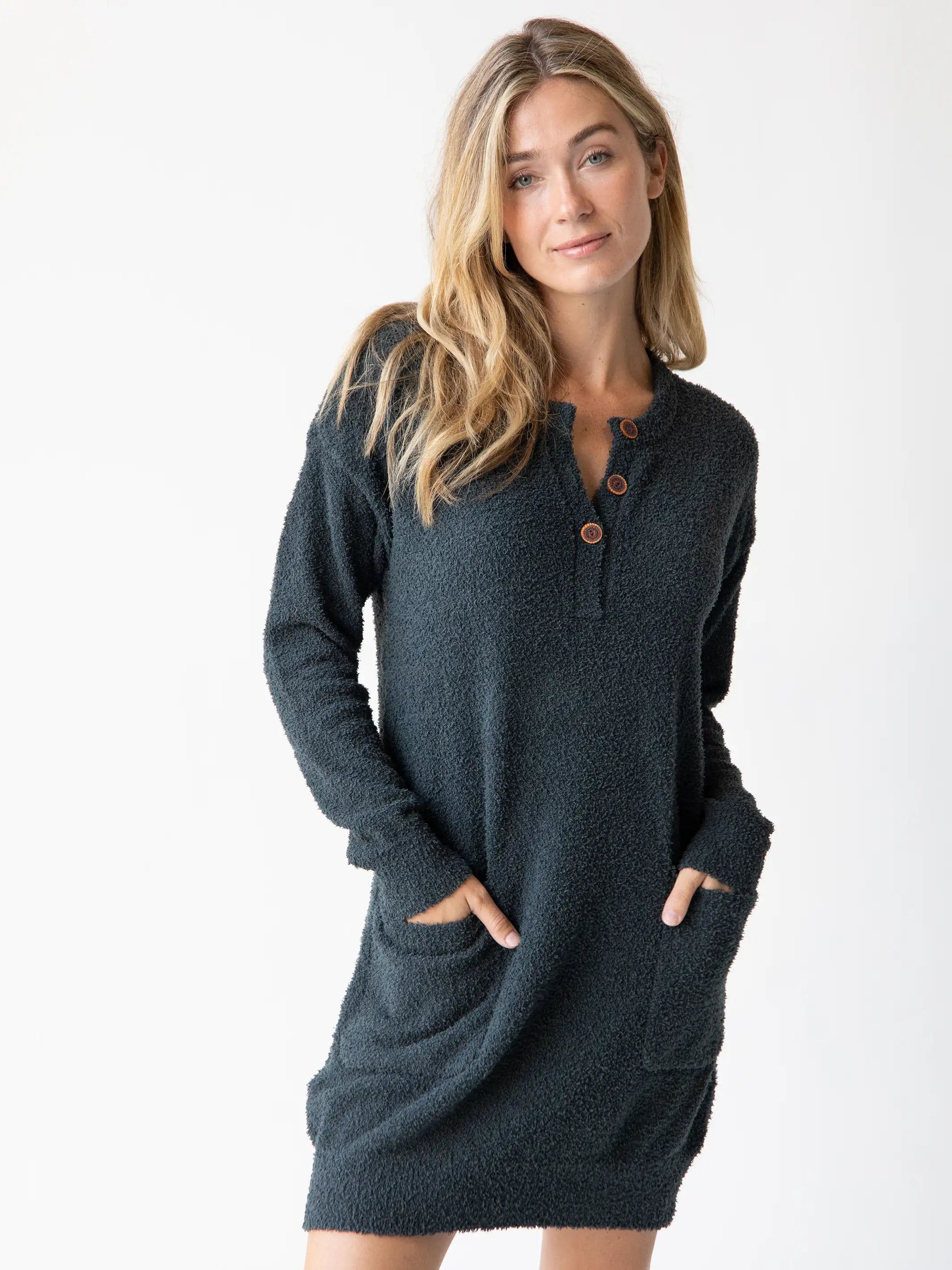 Cozy Up Mini Sweater Dress - Charcoal