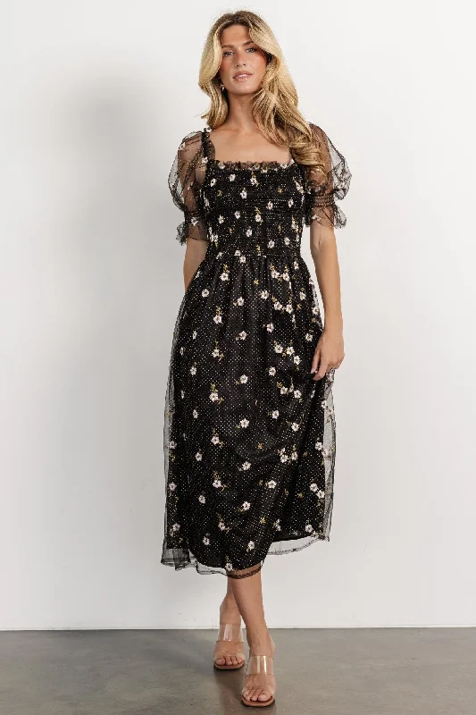 Emilia Embroidered Dress | Black