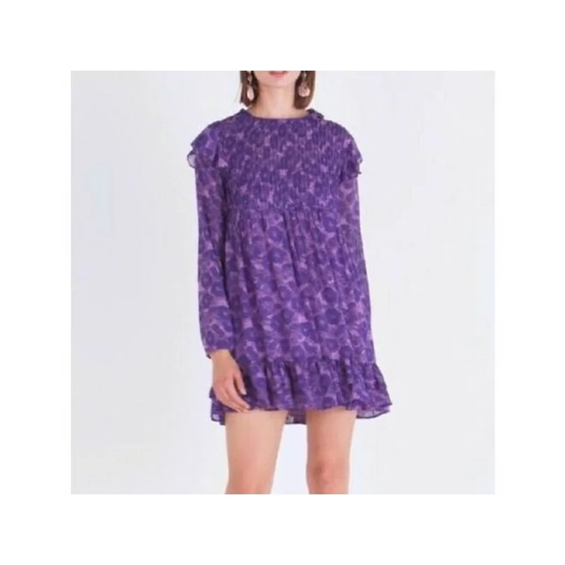 Free People Women's These Dreams Long Sleeve Minidress Purple Size Medium