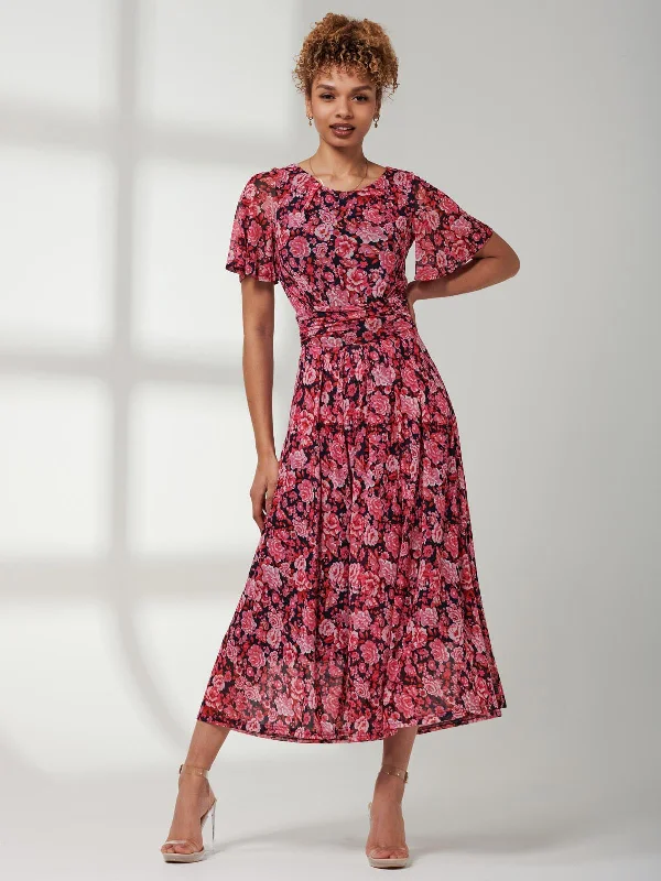 Giana Floral Midi Dress, Navy Floral