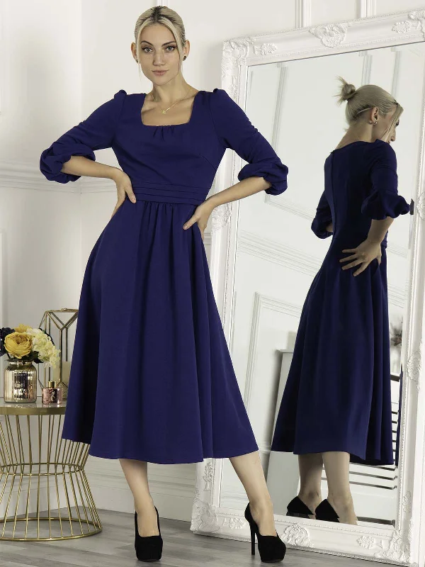 Jolie Moi Bell Sleeve Midi Dress, Royal Blue