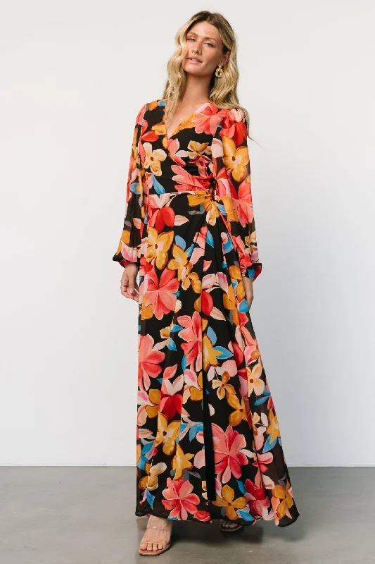 Katinka Wrap Maxi Dress | Tropical Night Floral