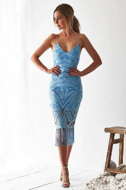 Khaleesi Lace Midi Dress - Baby Blue