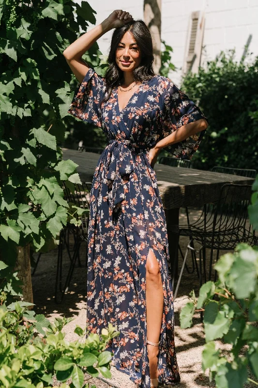 Kia Kimono Maxi Dress | Dark Blue Floral