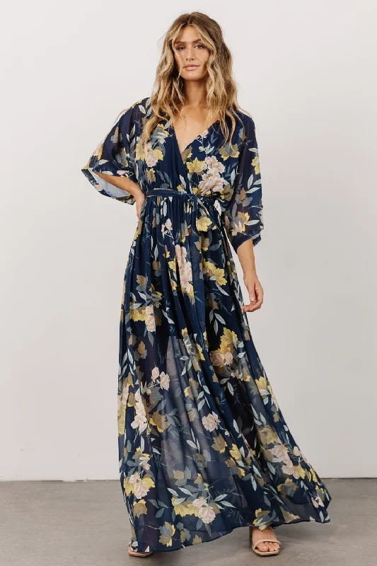 Kia Kimono Maxi Dress | Navy Floral