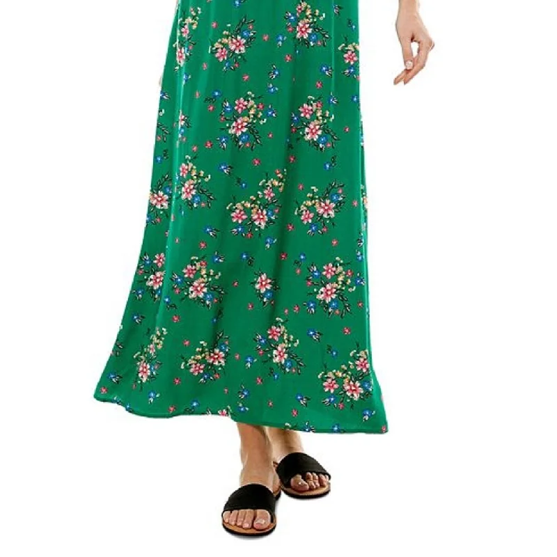 Kingston Junior's Floral Print Maxi Dress Green Size Small