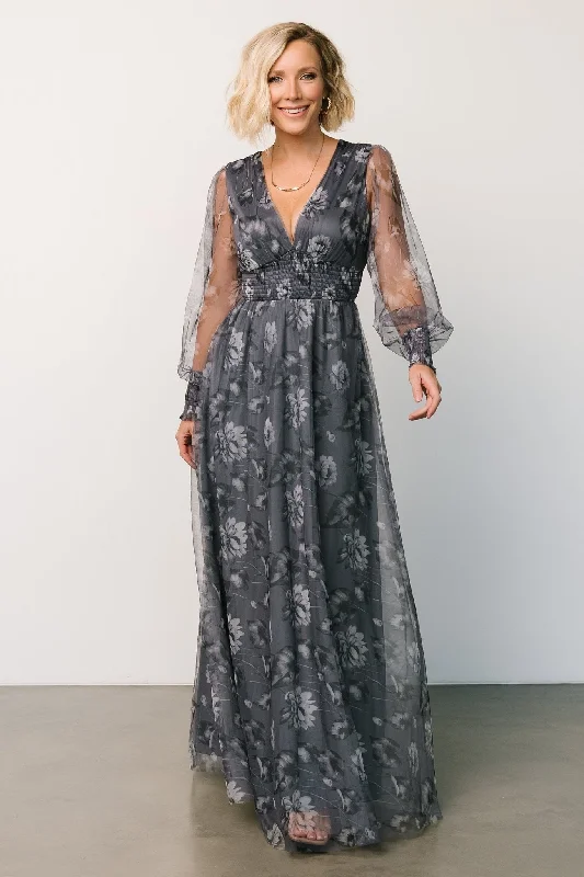 Layla Tulle Maxi Dress | Slate Floral