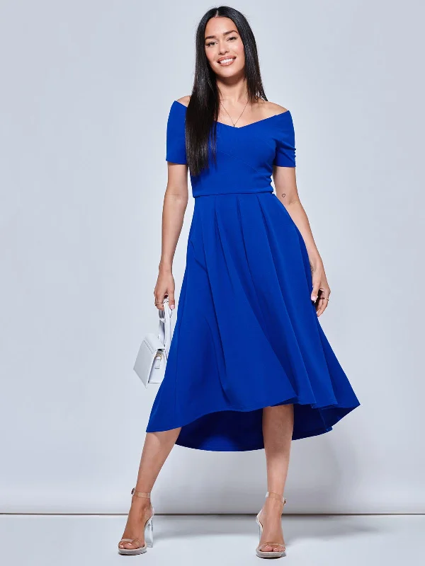 Lenora Fit & Flare Midi Dress, Royal Blue