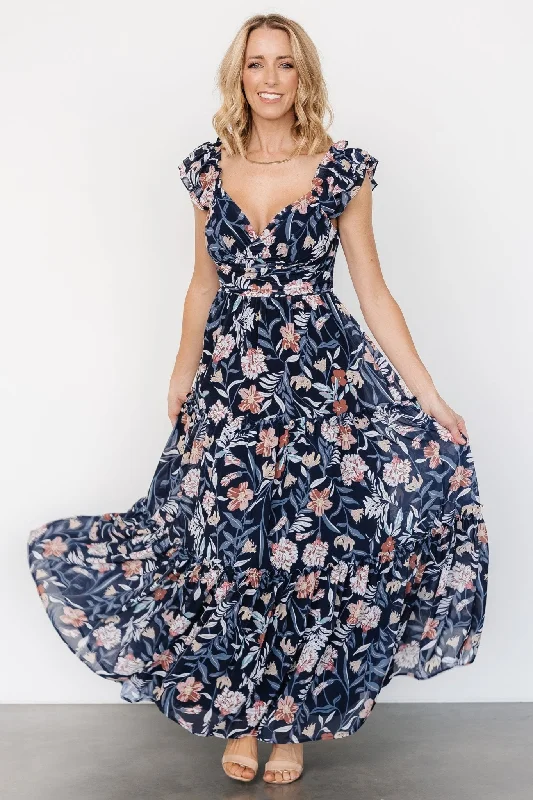 Martina Maxi Dress | Navy Multi