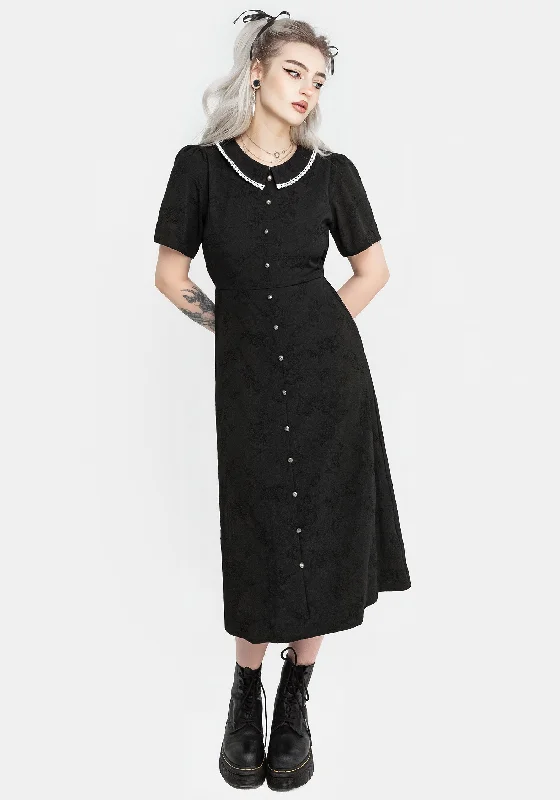 Medea Button Front Collared Midi Dress