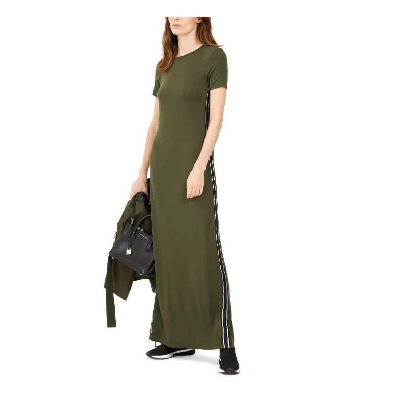 Michael Kors Women's Short Sleeve Maxi Shirt Dress Green Size Medium