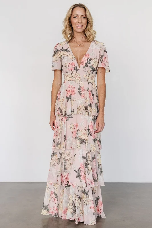 Montaigne Ruffle Maxi Dress | Pale Blush Floral