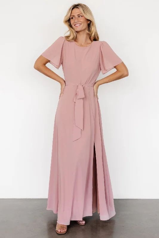 Naomi Short Sleeve Maxi Dress | Blush Pink