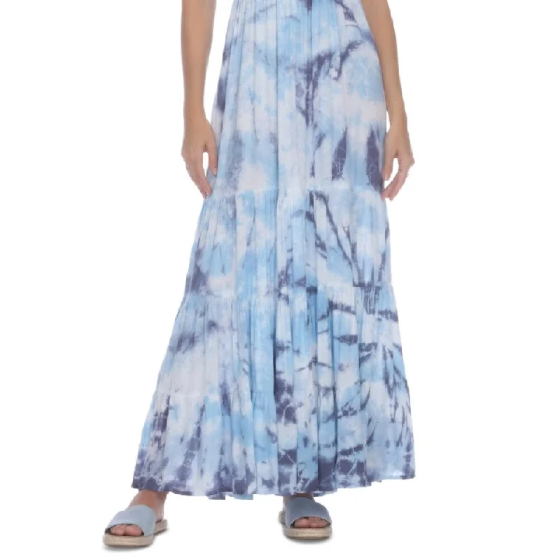 Raviya Women's Tie Dye Strapless Maxi Cover Up Dress Swimsuit Blue Size Large