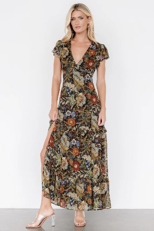 Riverwood Deep V Maxi Dress | Multi Floral