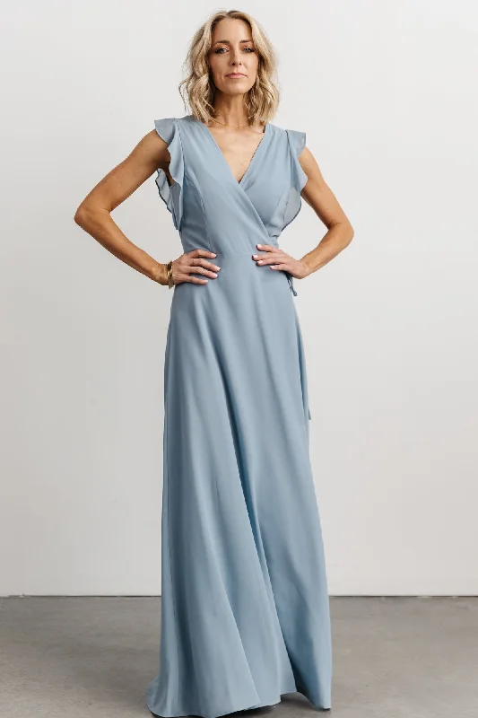 Saya Wrap Maxi Dress | Dusty Blue