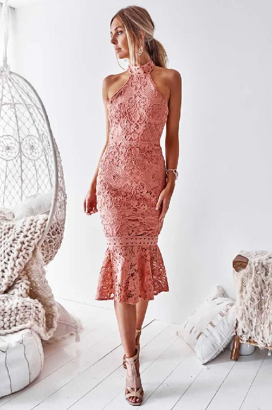 Sonia Lace Midi Dress - Blush