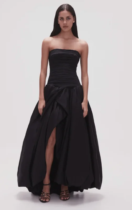 Violette Bubble Hem Maxi Dress (Black)