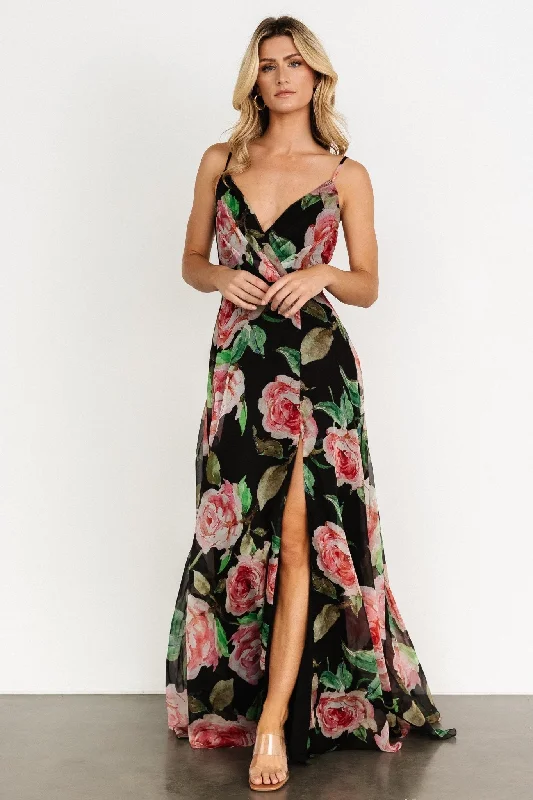 Vivienne Maxi Dress | Black Rose Floral