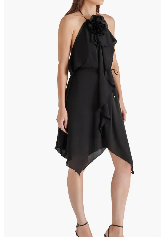 Rosette Midi Dress in black by Steve Madden