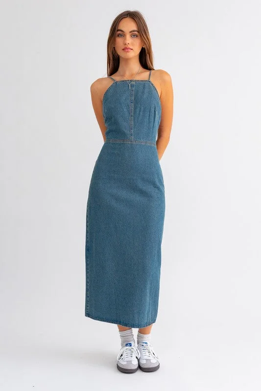 Niven Denim Halter Midi Dress