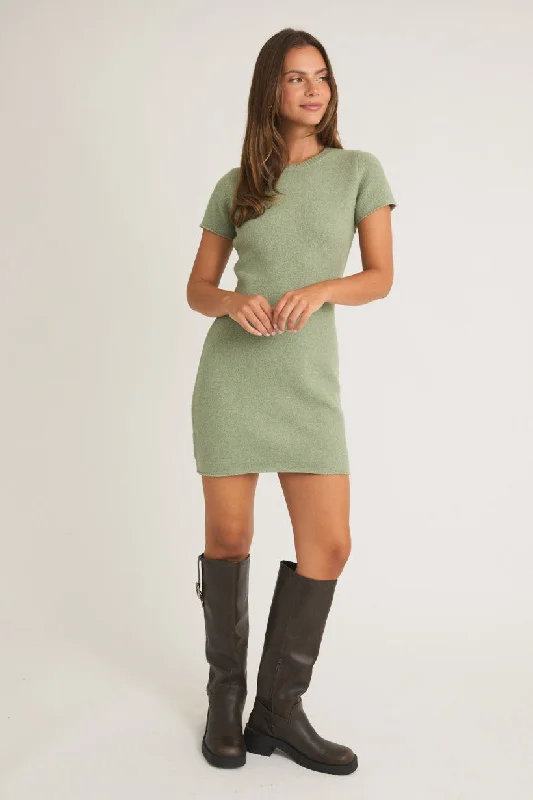 Keep It Real Short Sleeve Sweater Mini Dress