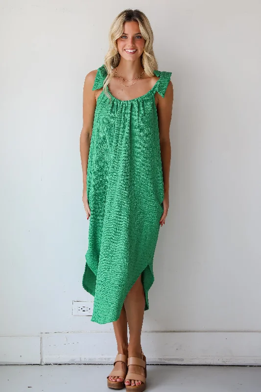 FINAL SALE - Playful Style Green Textured Midi Dress