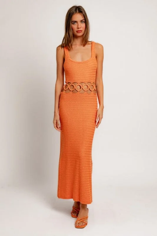 Bali Square Neck Sleeveless Crochet Midi Dress - Large - Final Sale