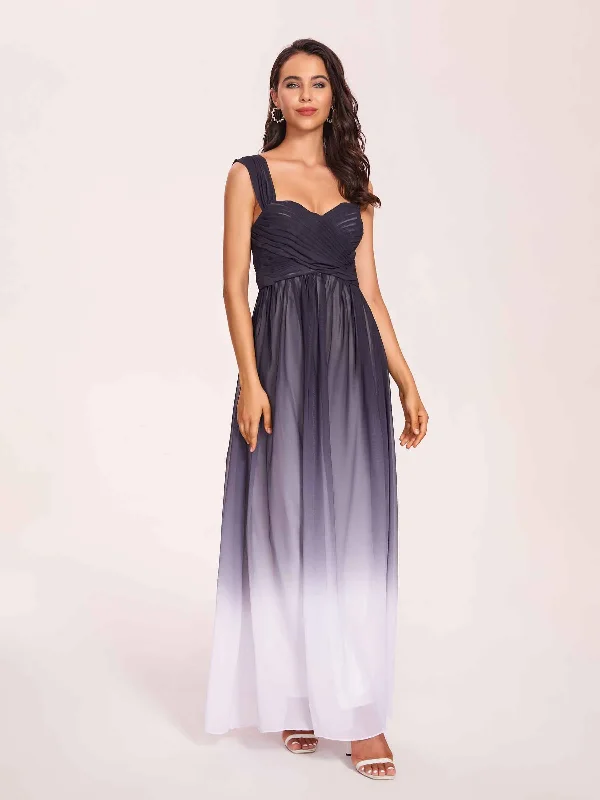 Chic A-line Chiffon Long Ombre Bridesmaid Dresses Online