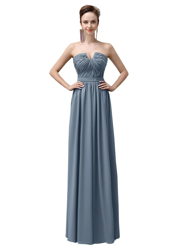 Sweetheart Simple A-line Floor-Length Chiffon Long Bridesmaid Dresses