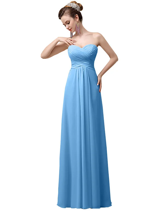 A-line Chiffon Sweatheart Floor-Length Long Bridesmaid Dresses