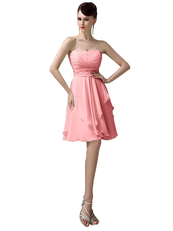 Sweetheart Chiffon A-line Knee-Length Short Bridesmaid Dresses