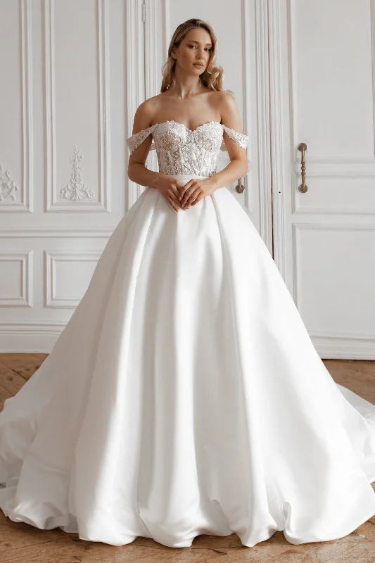 2 in 1 Short Wedding Dress Evelyn with Detachable Sophia Skirt