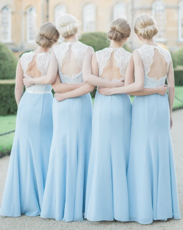 Mermaid Bridesmaid Dresses with Lace Top for Wedding Party