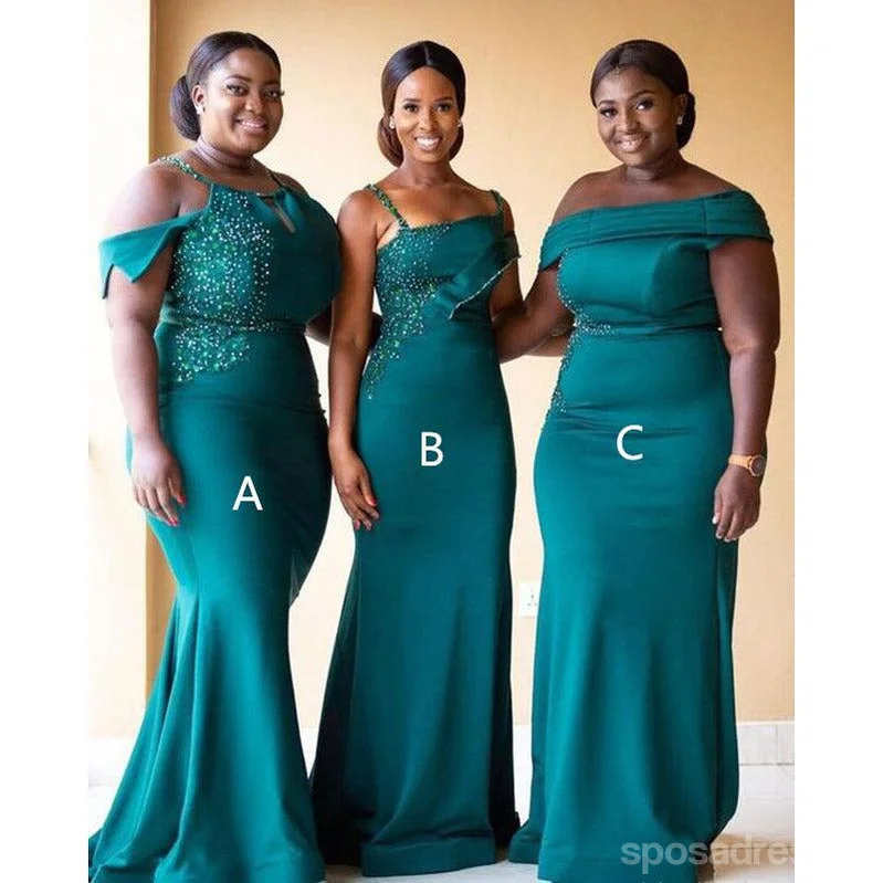 Mismatched Teal Mermaid Cheap Long Bridesmaid Dresses,WG1474