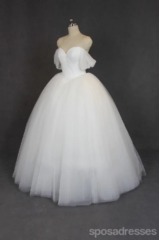 Off Shoulder Ball Gown Tulle Wedding Dresses, Custom Made Wedding Dresses, Cheap Wedding Gowns, WD209