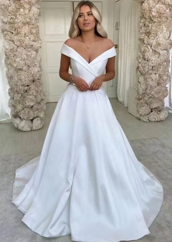 Off V Neck Wedding Dresses Bridal Gown