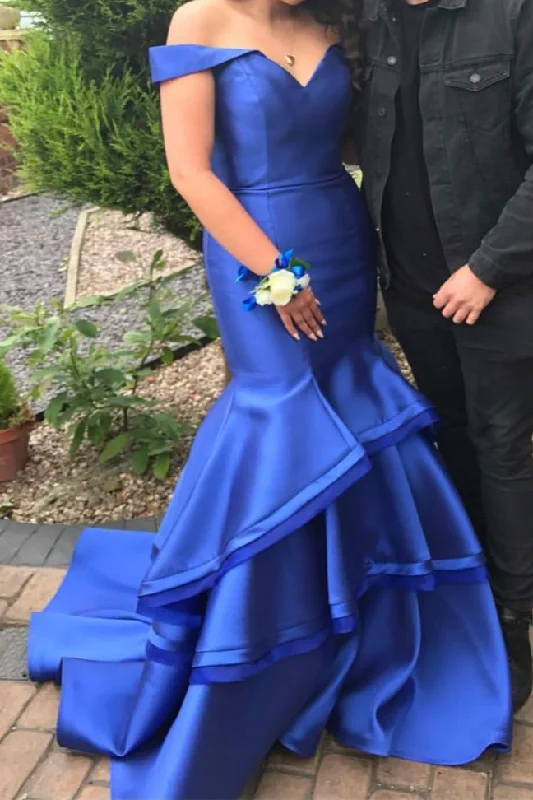 Royal Blue Prom Dresses Mermaid Off Shoulder