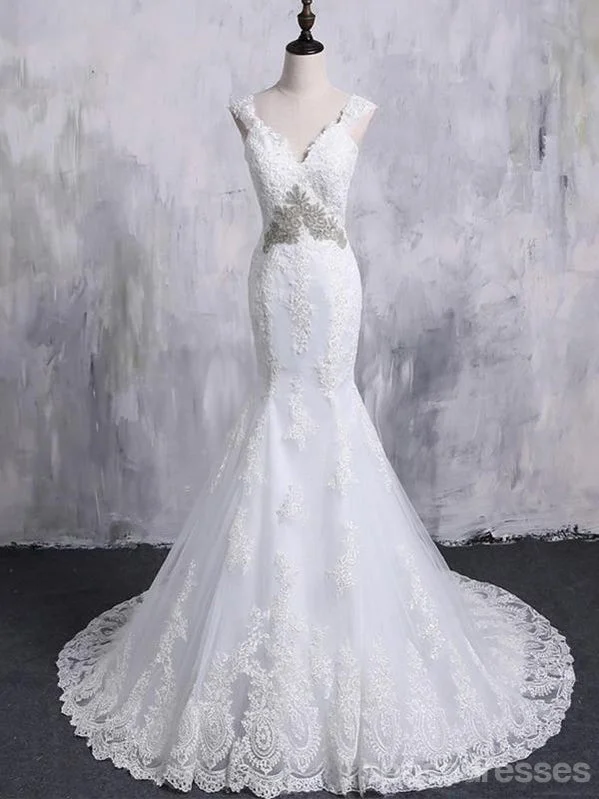 Sexy Backless Cap Sleeve Detachable Skirt Lace Mermaid Wedding Bridal Dresses, Cheap Custom Made Wedding Bridal Dresses, WD279