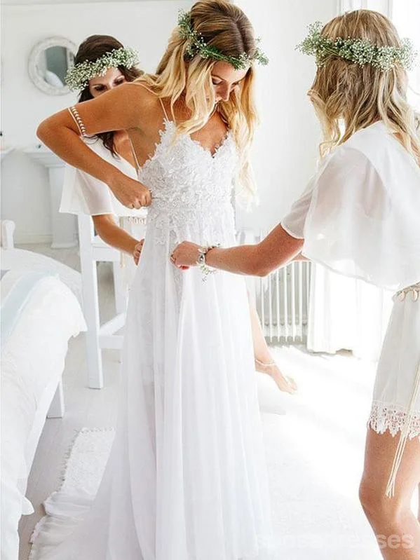 Sexy Backless Unique Casual Cheap Beach Wedding Dresses, WD311