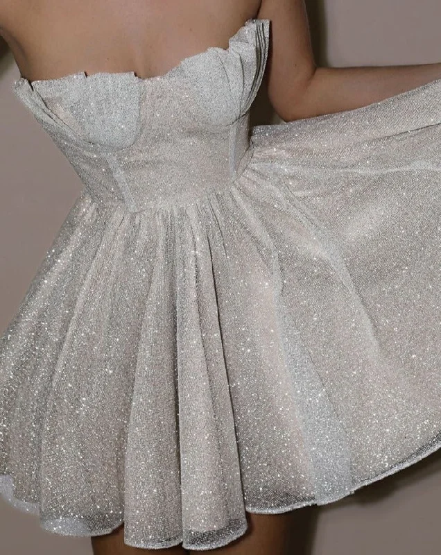 Sparkly White Prom Dresses Wedding Dresses Short Length