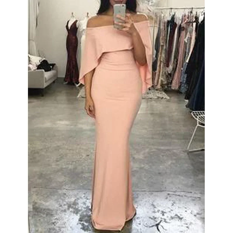 Unique Mermaid Off Shoulder Cheap Long Bridesmaid Dresses,WG1500